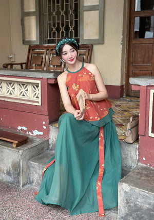 Sleeveless Top and Long Skirt Set