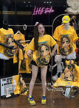 N13 Braided Hair Girl Sparkling Tshirt Top