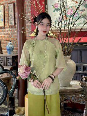 P15 - Pháp Phục Lam Voan Tơ Thêu Cao Cấp