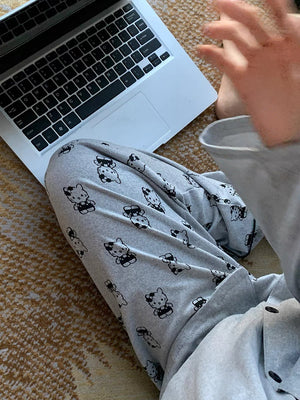 PJ31 Grey Kitty Pajamas Sleepwear