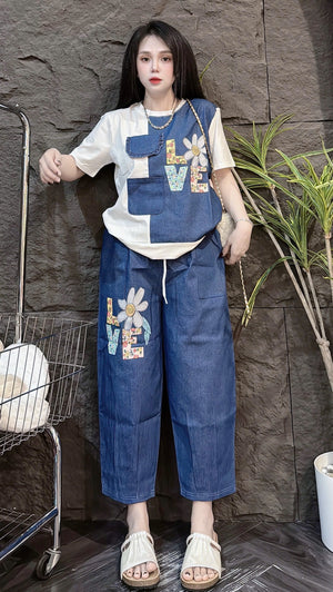 Love Jean Set in White