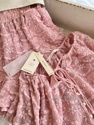 Pink Mid Length Sleeves Two-Piece Set