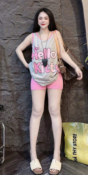 Set of 3 - Sleeveless Top, Tube Top and Biker Shorts