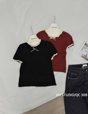 Cute Short Sleeved Lace Top