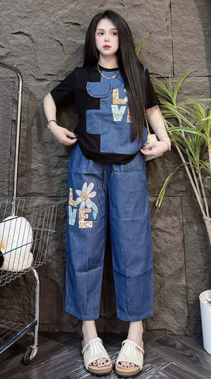 Love Jean Set in Black