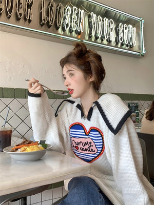 Cream Colorful Spring Sweater