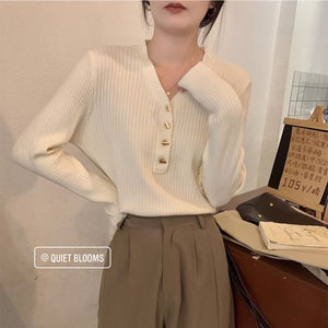 Basic Front Button Long Sleeves Top - 3 colors