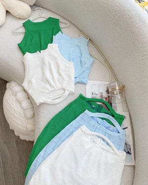 Blue Set of 2pc - Crop Top and Skirt