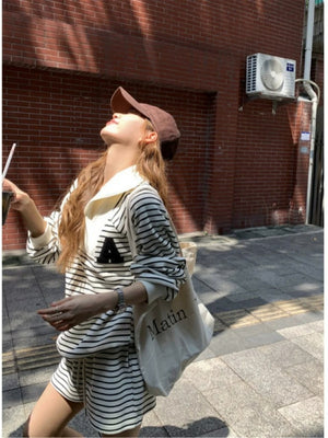 SET - Striped Polo Top and Shorts