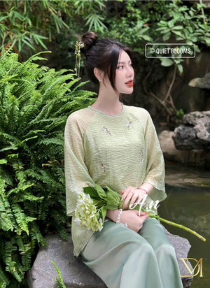 P04 - Pháp Phục Lam Voan Tơ Thêu Cao Cấp