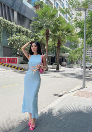 Blue Set of 2pc - Crop Top and Skirt