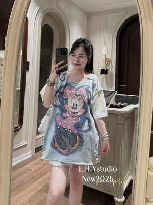 N14 Distressed Mic.key Tee Top