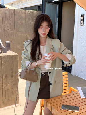 Light Green Comfortable Cozy Blazer Vest