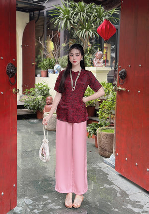 B16 M - Bà Ba Gấm Hoa Cao Cấp Tay Ngắn