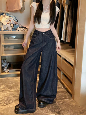 High Waisted Wide Leg Straight Jeans