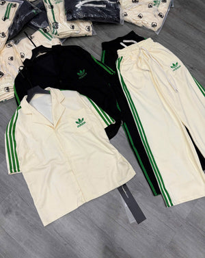 Set Short Sleeves Button Up Top and Long Pants