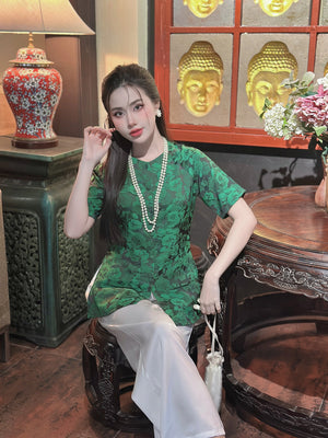 B18 S - Bà Ba Gấm Hoa Cao Cấp Tay Ngắn