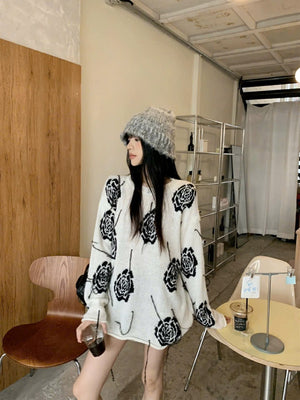 Rose Flowers Knit Sweater