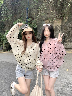 Sheer Mesh Summer Jacket in Pink