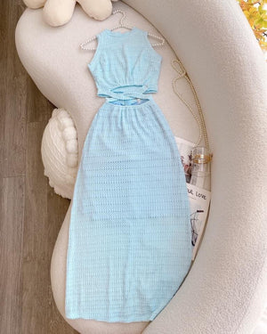 Blue Set of 2pc - Crop Top and Skirt