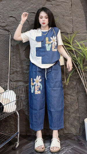 Love Jean Set in White