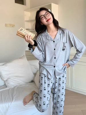 PJ31 Grey Kitty Pajamas Sleepwear