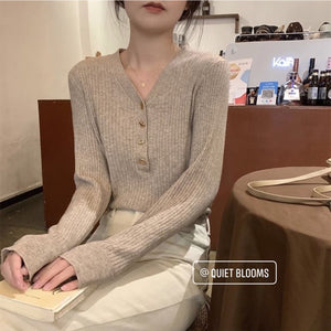 Basic Front Button Long Sleeves Top - 3 colors