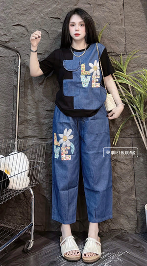 Love Jean Set in Black