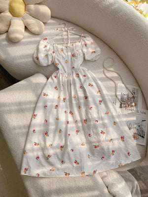 Embroidered Flowers Midi Dress