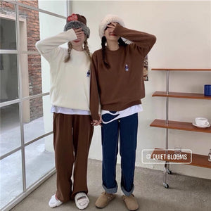 Brown Sweater with Embroidered Bear