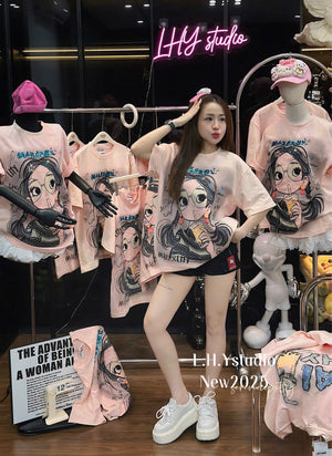 N13 Braided Hair Girl Sparkling Tshirt Top