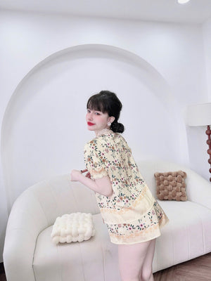 (90-120 lbs) Cute Short Sleeved Latin Silk Pajama Set