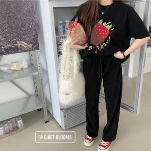 Black Strawberry Knit Top