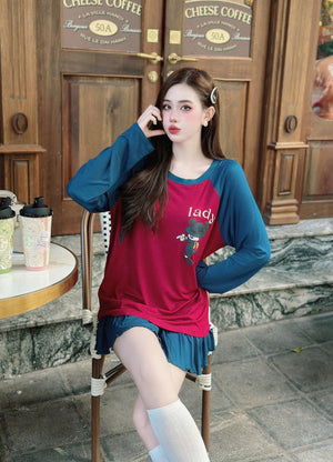 SET of 2 - Long Sleeve Cute Top and Skort