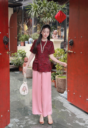 B16 M - Bà Ba Gấm Hoa Cao Cấp Tay Ngắn