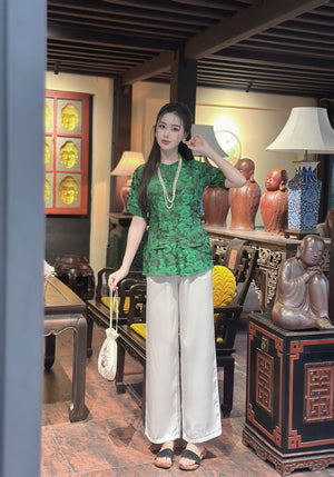 B18 S - Bà Ba Gấm Hoa Cao Cấp Tay Ngắn