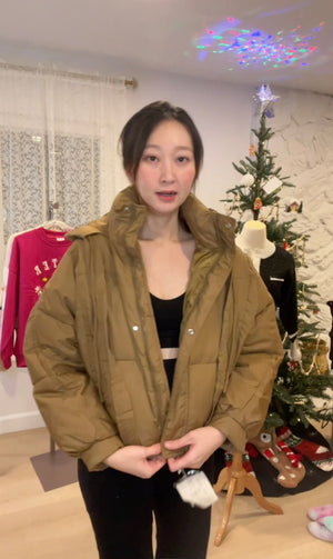 Brown Lightweight Puffer Bomber Jacket