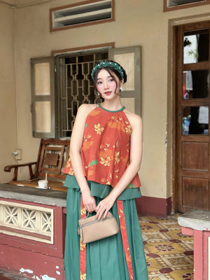 Sleeveless Top and Long Skirt Set