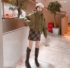 Brown Lightweight Puffer Bomber Jacket