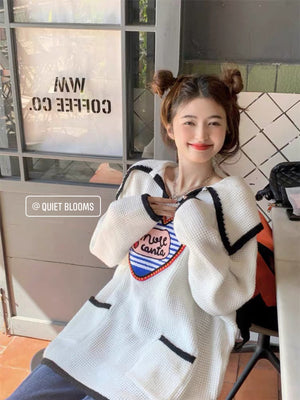 Cream Colorful Spring Sweater