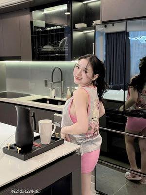 Set of 3 - Sleeveless Top, Tube Top and Biker Shorts