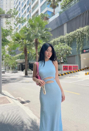 Blue Set of 2pc - Crop Top and Skirt