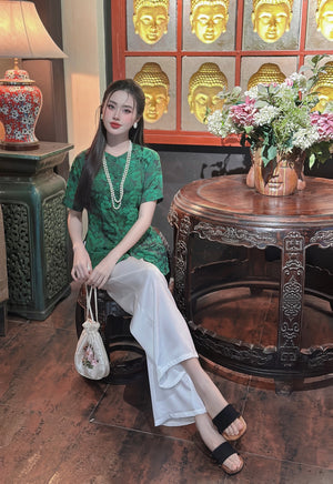 B18 S - Bà Ba Gấm Hoa Cao Cấp Tay Ngắn