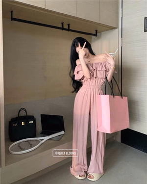 Dusty Rose On and Off Shoulders Jumpsuit