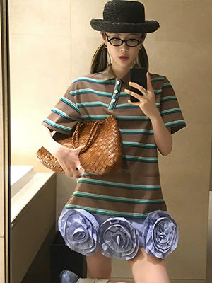 Striped Polo Tee Top