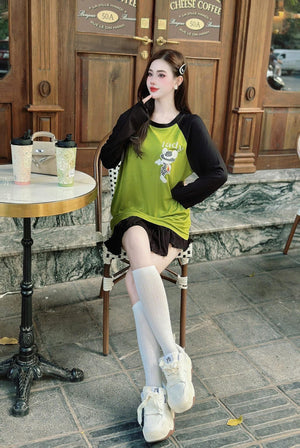 SET of 2 Long Sleeve Cute Top and Skort