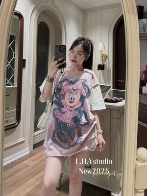 N14 Distressed Mic.key Tee Top