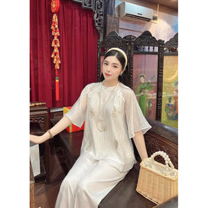 P03 - Pháp Phục Lam Voan Tơ Thêu Cao Cấp