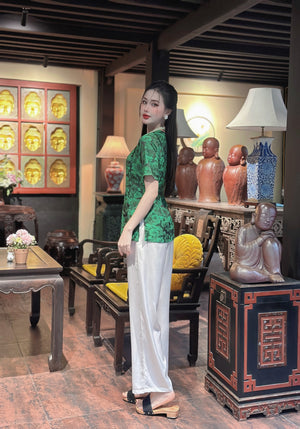 B18 S - Bà Ba Gấm Hoa Cao Cấp Tay Ngắn