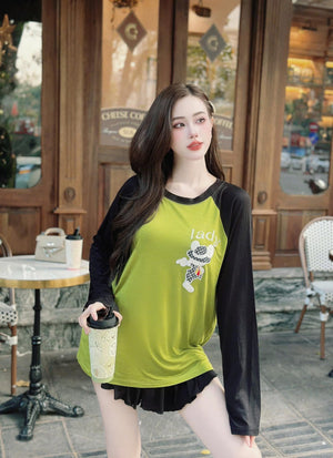 SET of 2 Long Sleeve Cute Top and Skort